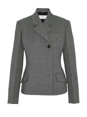 Micro Houndstooth Tailored Wool Blazer Jacket In Grau